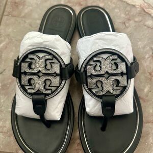 Tory Burch Black Metal Miller Sandals
